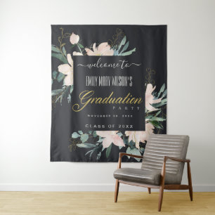 TENTURE BLACK BLUSH GOLD FLORAL GRADUATION PARTY ACCUEIL