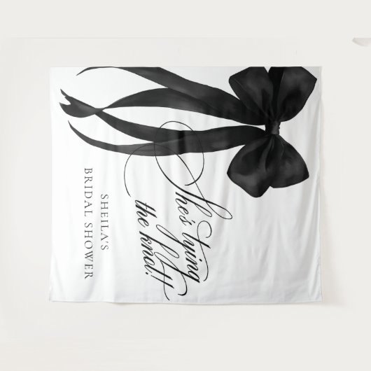 Tenture Black Bow Bridal Shower Backdrop Tapestry (Devant (Horizontal))
