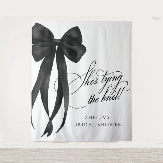 Tenture Black Bow Bridal Shower Backdrop Tapestry (Devant)