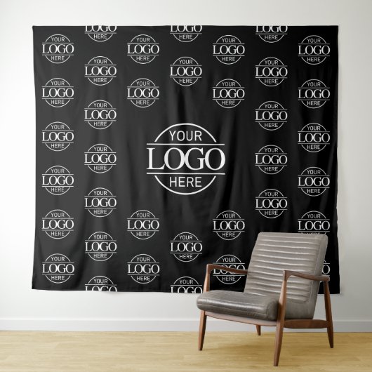Tenture Black Business Logo Step & Repeat Backdrop Banner (En situation (horizontale))