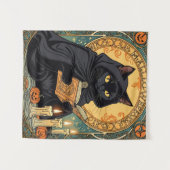 Tenture Black Cat Reading The Jack o'lantern Journal (Devant (Horizontal))