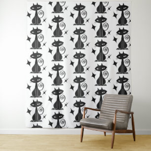 Tenture Black Cat Starburgh MiCentury Modern Wall