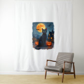 Tenture Black Cat Starry Nuit Van Gogh Citrouilles Bats Ha (En situation)