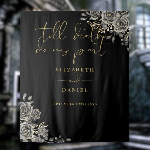 Tenture Black Gold Goth Rose Floral Mariage Photo Prop