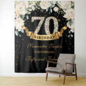 Tenture Black Gold Green Floral 70e anniversaire fond (En situation)