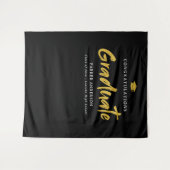 Tenture Black & Gold Moderne Brush Script Graduation Party (Devant (Horizontal))