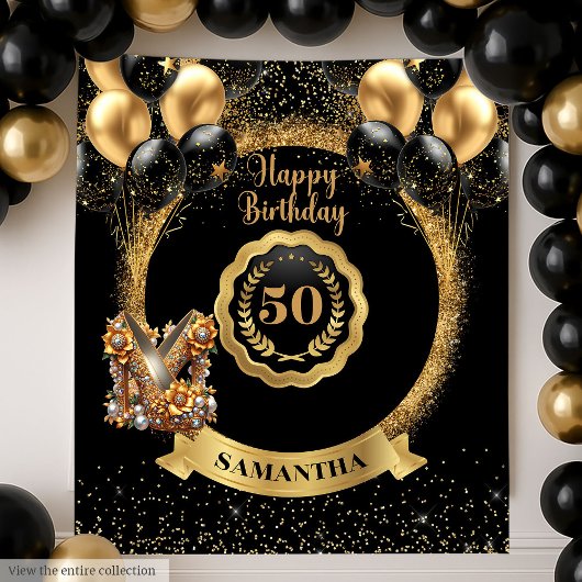 Tenture Black Gold Parties scintillant Glam 50e anniversai