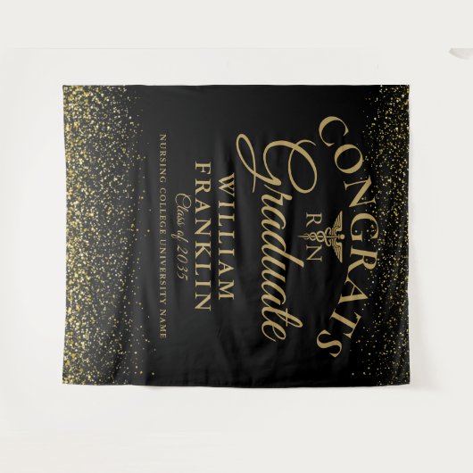 Tenture Black Gold RN Diplôme en soins infirmiers Contexte (Devant (Horizontal))