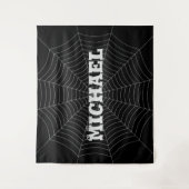 Tenture Black grey spider web Halloween motif Votre nom (Devant)