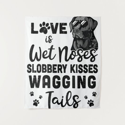 Tenture Black Labrador Retriever Love My Dog Citations (Devant)