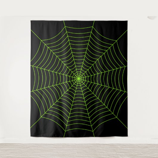 Tenture Black neon vert toile d'araignée Halloween motif (Devant)