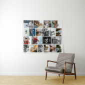 Tenture Black Photo Collage Joyeux Anniversaire Nom et âge (En situation (horizontale))