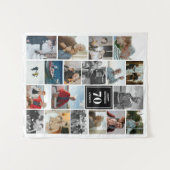 Tenture Black Photo Collage Joyeux Anniversaire Nom et âge (Devant (Horizontal))