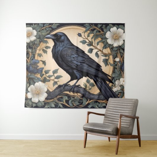 Tenture Black Raven William Morris inspiré (En situation (horizontale))