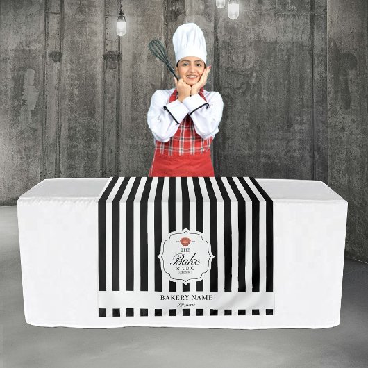 Tenture Black Stripes Logo Table Pop Up Shop Vendor Runner