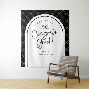 Tenture Black White Bows Congrats Grad Photo fond