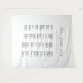 Tenture Black & White Wedding Seating Chart Fabric  (Devant (Horizontal))