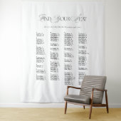 Tenture Black & White Wedding Seating Chart Fabric  (En situation)