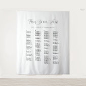 Tenture Black & White Wedding Seating Chart Fabric  (Devant)