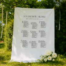Black White Wedding Seating Chart Fabric 9 Tables