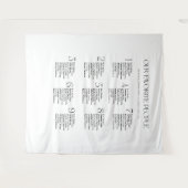 Tenture Black White Wedding Seating Chart Fabric 9 Tables (Devant (Horizontal))