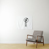 Tenture Black world globe ajouter nom monogramme détails d (En situation (horizontale))