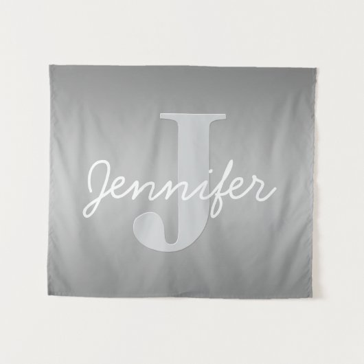 Tenture Blanc Cursive & Monogramme Gris | Couleurs Modifia (Devant (Horizontal))