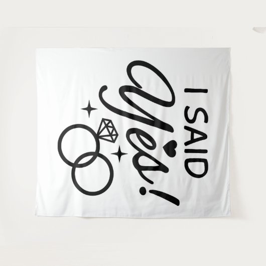 Tenture Blanc et Noir J'ai dit Oui (Devant (Horizontal))