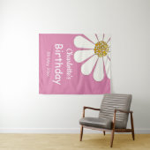 Tenture Blanc Retro Moderne Fleur de Daisy Anniversaire Pe (En situation (horizontale))