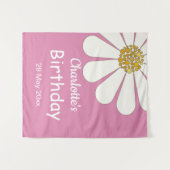 Tenture Blanc Retro Moderne Fleur de Daisy Anniversaire Pe (Devant (Horizontal))