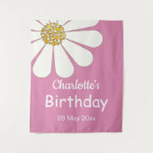 Tenture Blanc Retro Moderne Fleur de Daisy Anniversaire Pe (Devant)