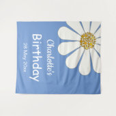 Tenture Blanc Retro Moderne Fleur de Marguerite Anniversai (Devant (Horizontal))