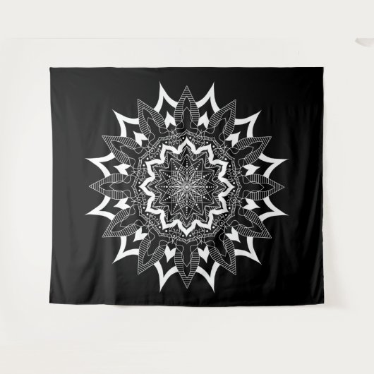 Tenture Blanc sur mandala noir (Devant (Horizontal))