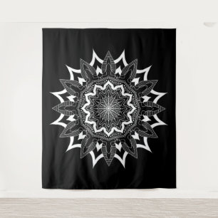 Tenture Blanc sur mandala noir