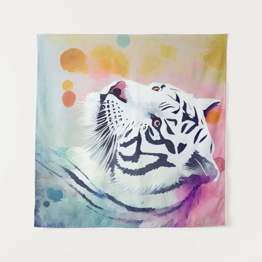 Tenture Blanc Tigre Sauvage Nature Animaux Couleurs Art Pe (Devant (Horizontal))