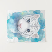 Tenture Blanc Tigre sauvage Nature Aquarelle Art (Devant (Horizontal))