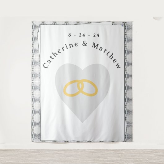 Tenture Blanche dentelle et Rose Feuille Mariage (Devant)