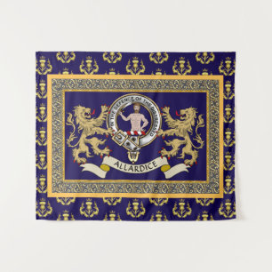 Tenture Blason de Clan Allardice Personnalisé Bleu