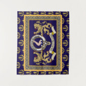 Tenture Blason de Clan Armstrong Personnalisé Bleu (Devant)