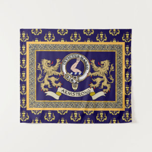 Tenture Blason de Clan Armstrong Personnalisé Bleu