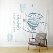 Tenture Bleu à air chaud Baby shower photo fond (En situation (horizontale))