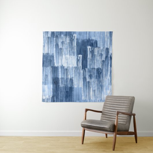 Tenture Bleu Aquarelles : Motif géométrique (En situation)