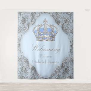 Tenture Bleu Argent Royal Baby shower Prince