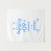 Tenture Bleu blanc mauve chut 60e anniversaire floral nom (Devant (Horizontal))