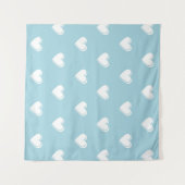 Tenture Bleu blanc mignon simple Motif de coeur (Devant (Horizontal))