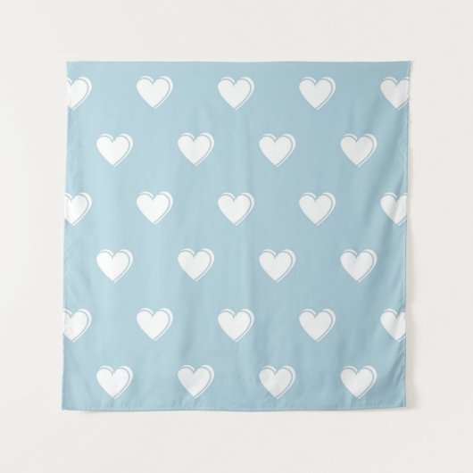 Tenture Bleu blanc mignon simple Motif de coeur (Devant)