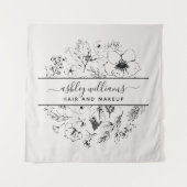 Tenture Bleu botanique moderne et noir (Devant)