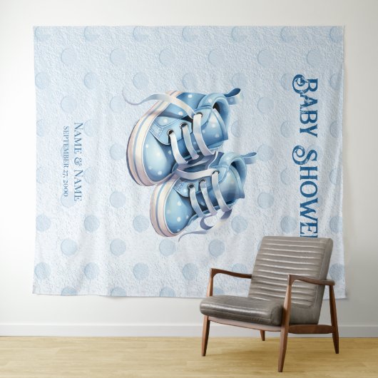 Tenture Bleu Chaussures Bébé fond (En situation (horizontale))