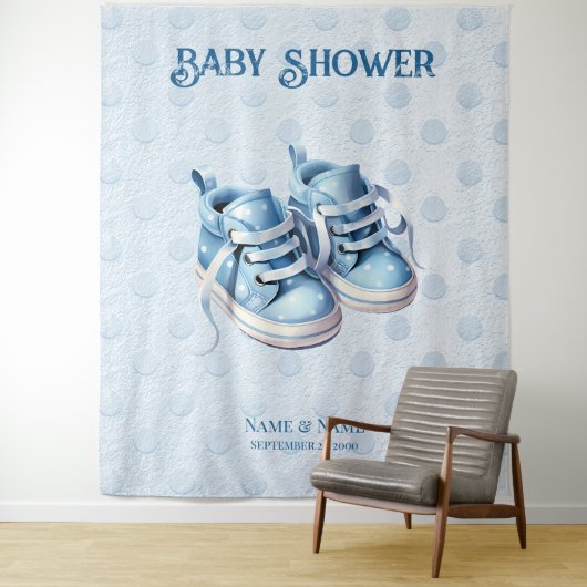 Tenture Bleu Chaussures Bébé fond (En situation)