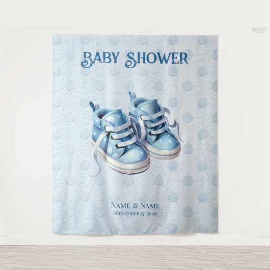 Tenture Bleu Chaussures Bébé fond (Devant)